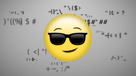 sunglasses face emoji icon against mathematical symbols on grey background