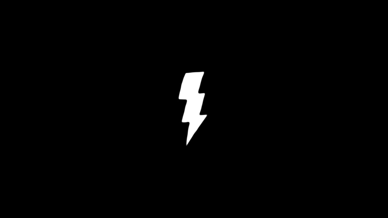 Animated White Lightning Bolt Icon on Black Background