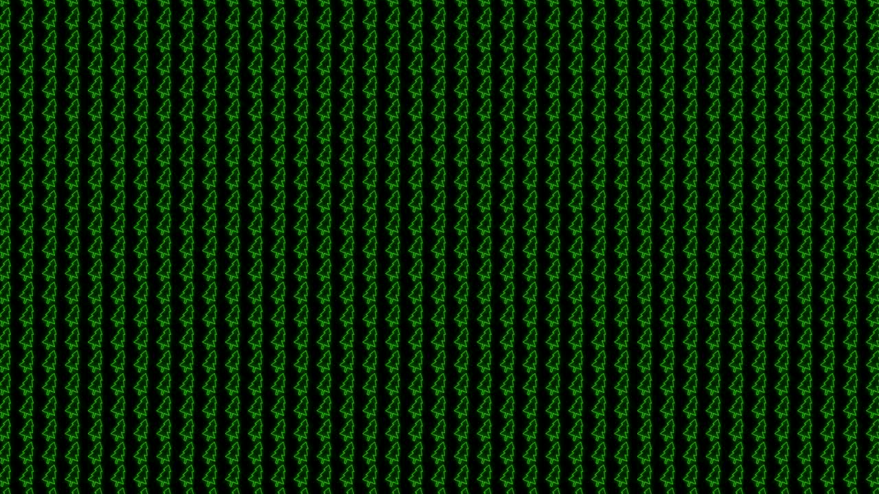 Christmas Tree Tiled Background Animation Pattern in Glowing Green and Black