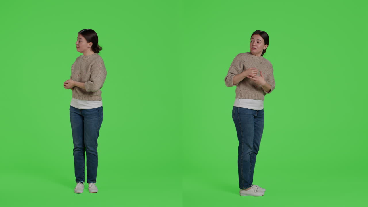 Woman Explaining on Green Screen