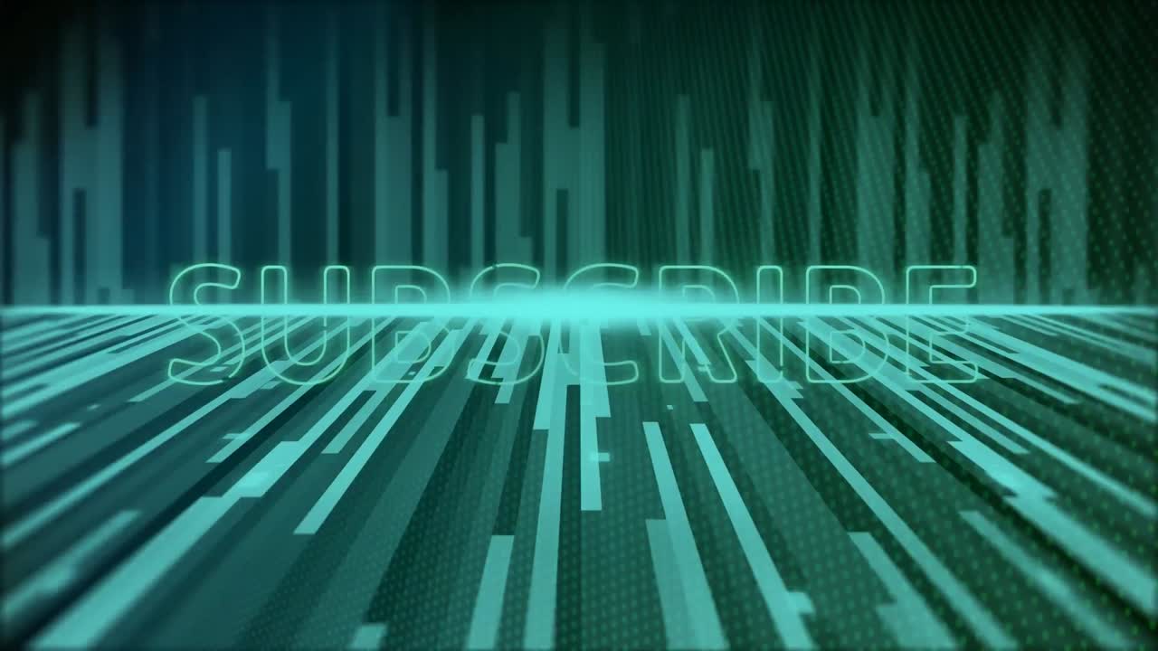 animación del texto de suscripción sobre un fondo de patrón de línea abstracta en la interfaz digital