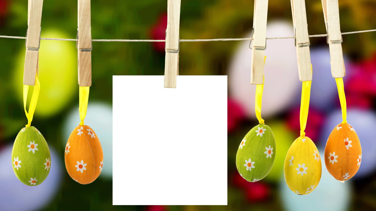 복사 공간과 다채로운 부활절 달 ⁇ 이 걸려있는  ⁇  종이의 애니메이션