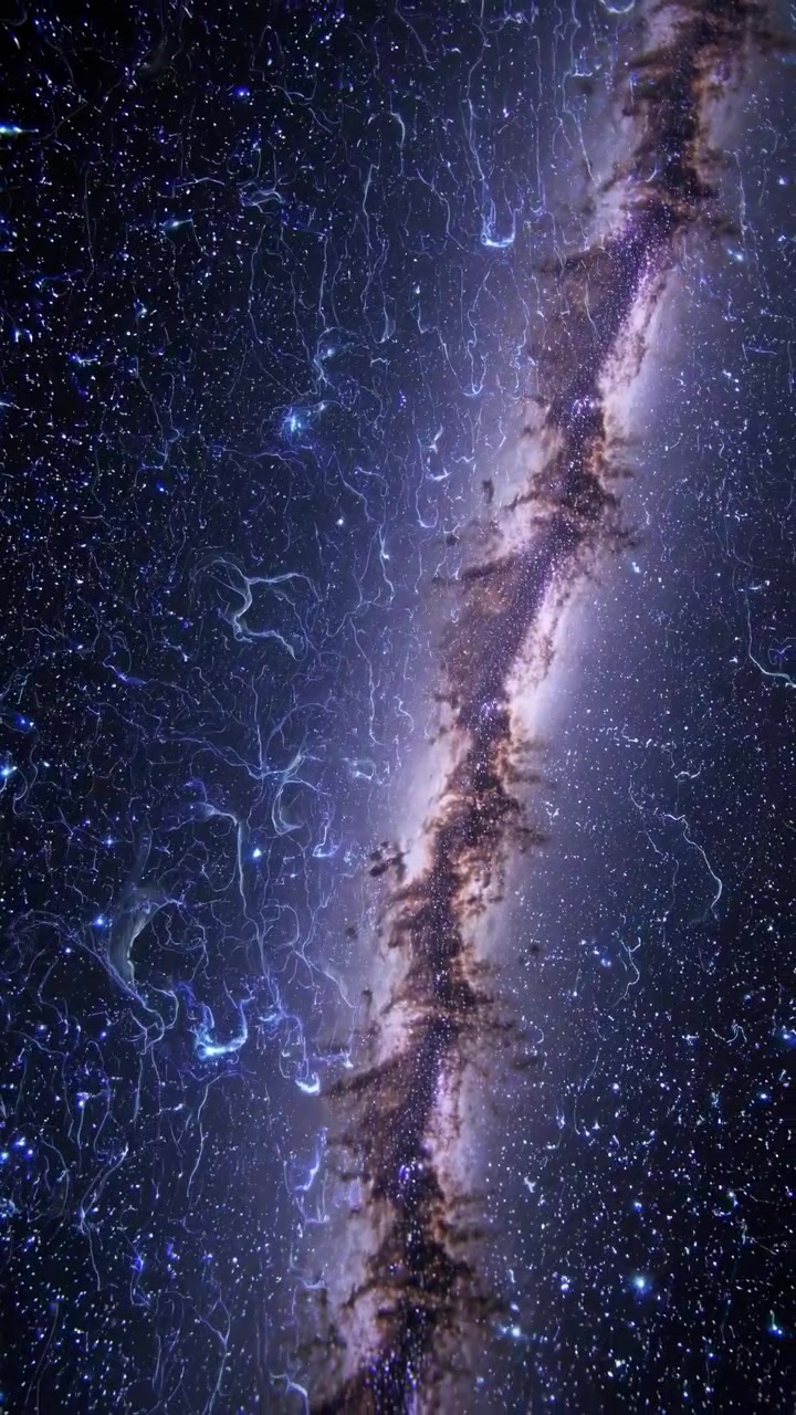 Vertical View of a Shimmering Galaxy in Deep Space