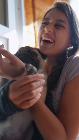 girl and a puppy