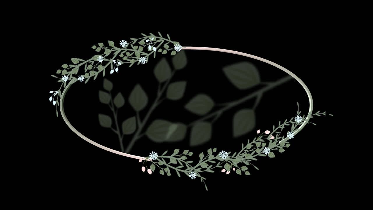 Moldura Oval Floral Animada com Ramos Crescendo