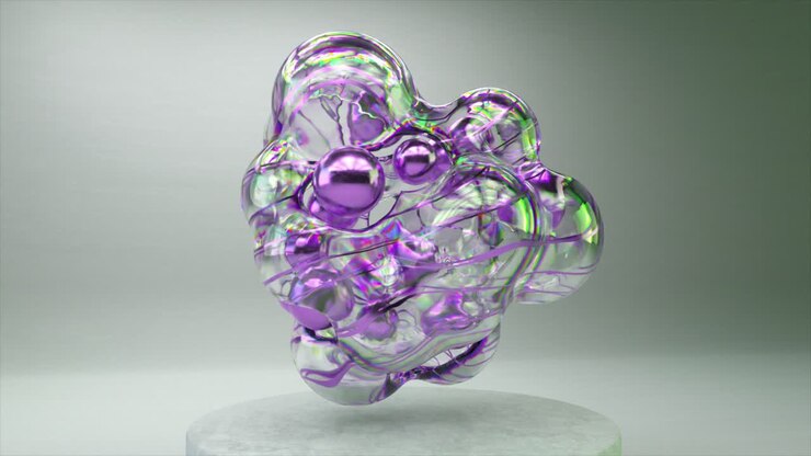 Abstract Iridescent Geometric Sculpture