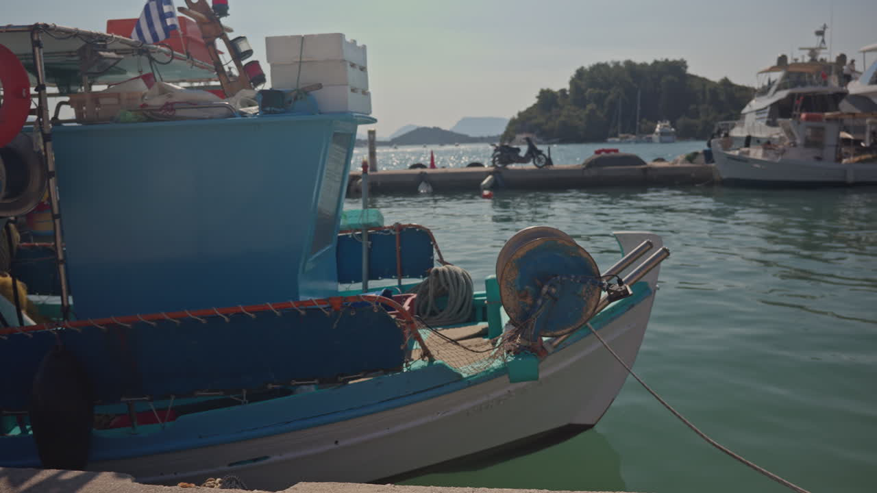 Fishing boats n the harbour of nydri, lefkada greece