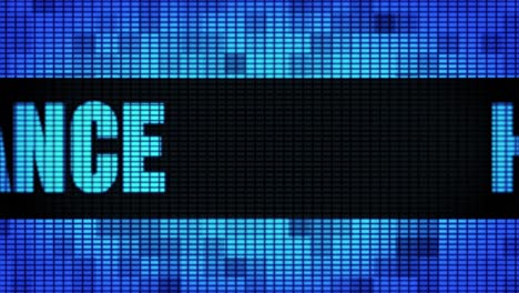 health insurance front text scrolling on light blue digital led display board pixel light screen