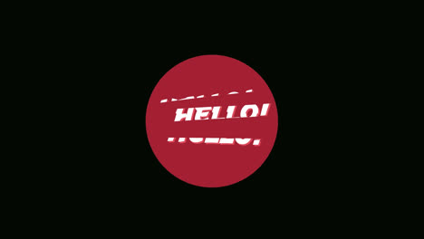 Animation-of-hello-text-and-circle-on-dark-background