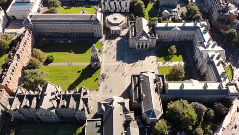 Trinity-College,-Dublin-the-capital-of-Ireland,-aerial-view-of-the-oldest-university-in-the-coutry