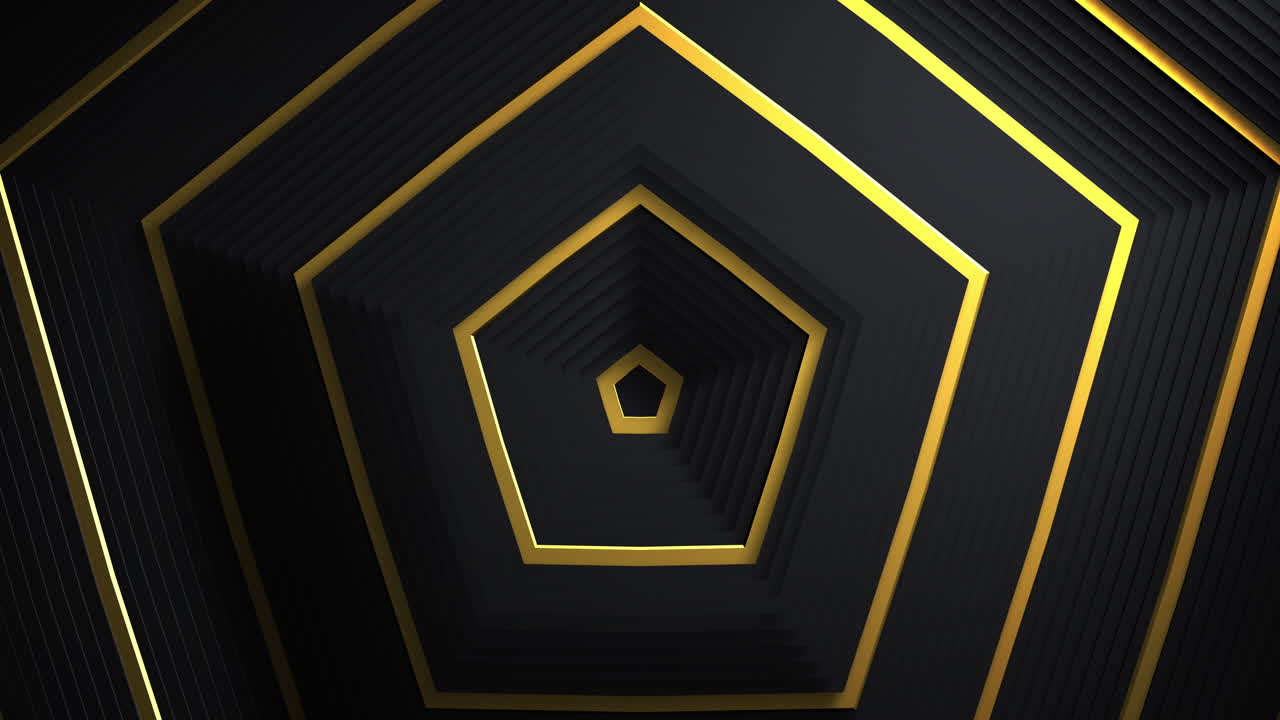 금색과 검은색의 모양이 무 없는 루프로 흔들리는 애니메이션