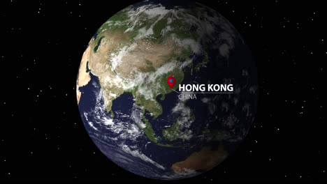 a rapid zoom-in animation towards hong kong