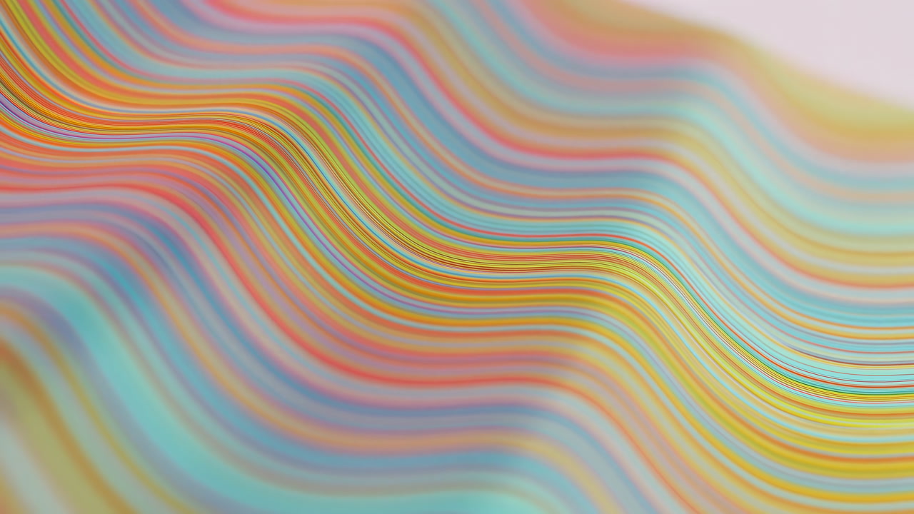 Wavy Pastel Abstract Lines Flowing Across Smooth Gradient Surface, Cinematic Color Palette With Teal Coral