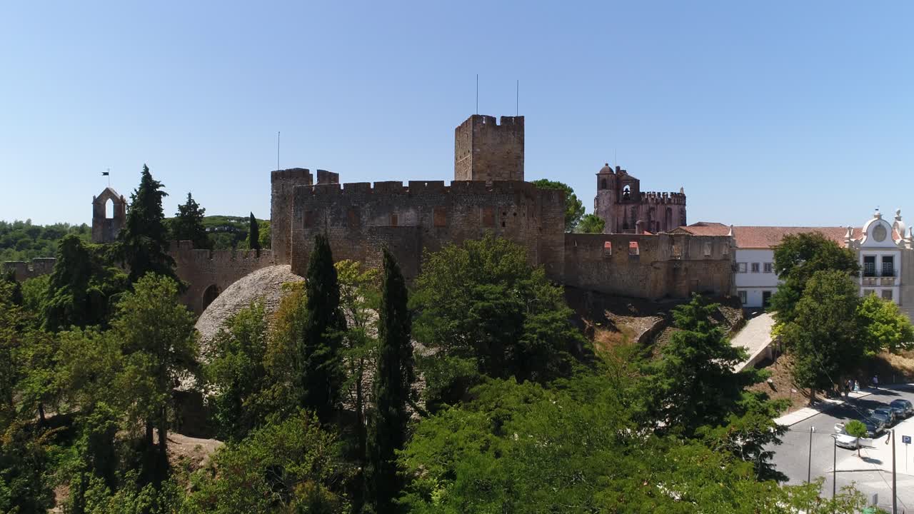 convento de cristo y castillo de tomar, vista aérea de portugal