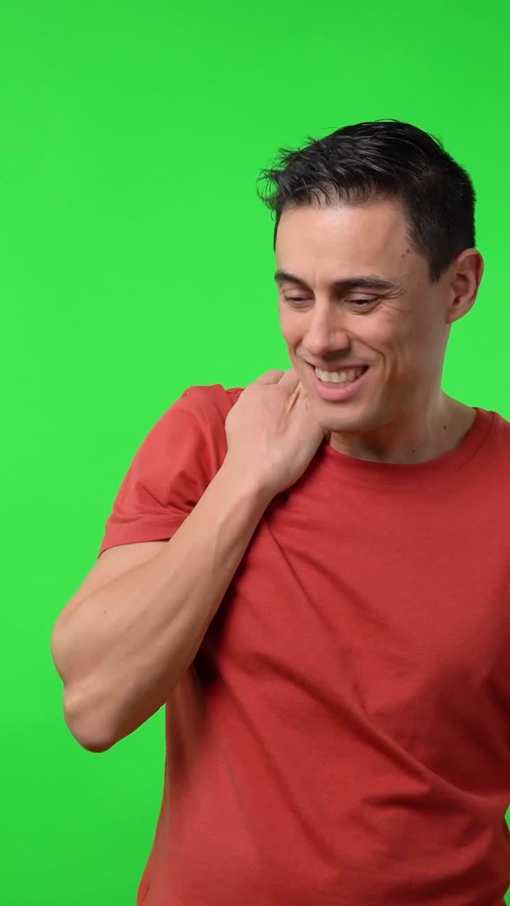 Man on green screen