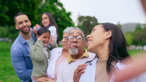 Diversión,-Selfie-Y-Gran-Familia-En-El-Parque