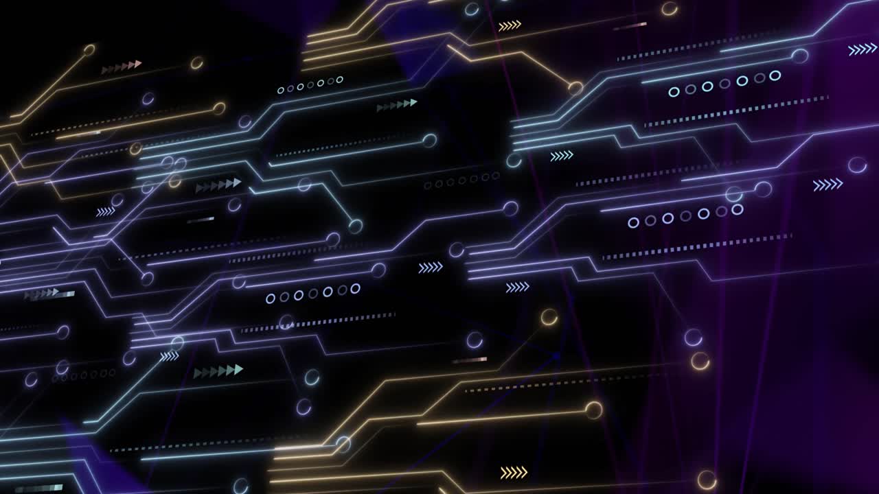 animación del procesamiento de datos en una placa de circuitos informáticos