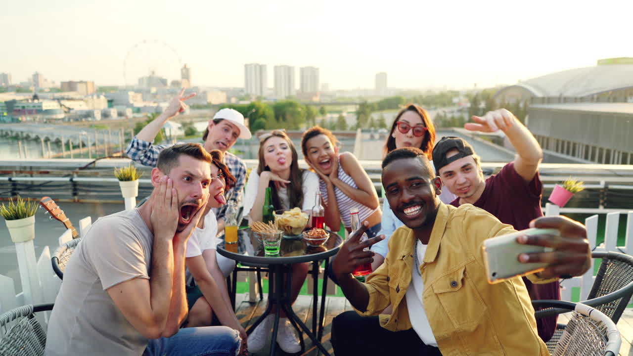 Friends Enjoying a Rooftop Party