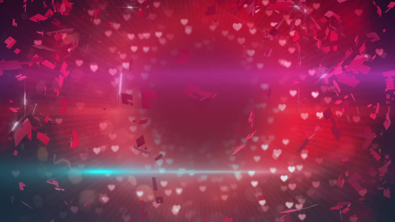 빨간색 배경에 연결 네트워크와 함께 심장 아이콘의 애니메이션