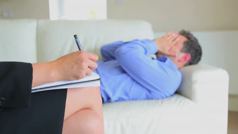 man getting distressed in therapy