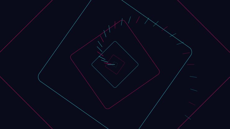 Abstract Motion Graphic of Rotating Neon Square Tunnel