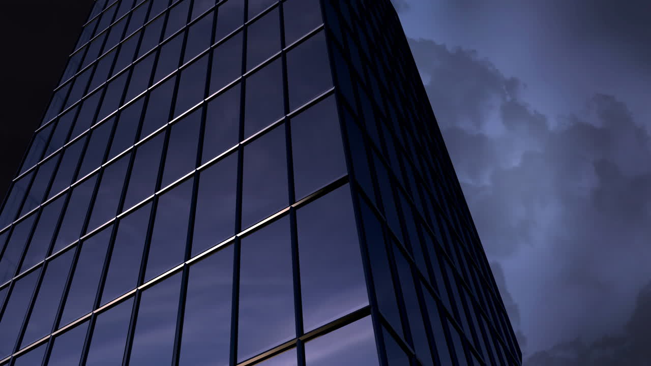 y relámpagos en el fondo del edificio