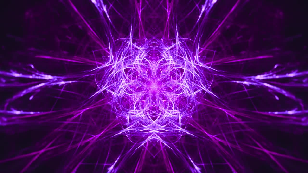 rinascita interstellare di una stella - sfondo viola colorato vibrante in movimento - risveglio visivo spirituale, intricati disegni geometrici fluenti, loop senza cuciture