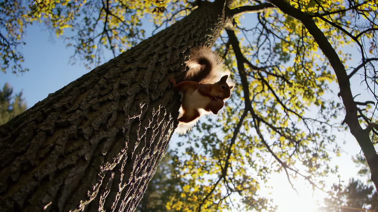 Lo scoiattolo rosso su un albero