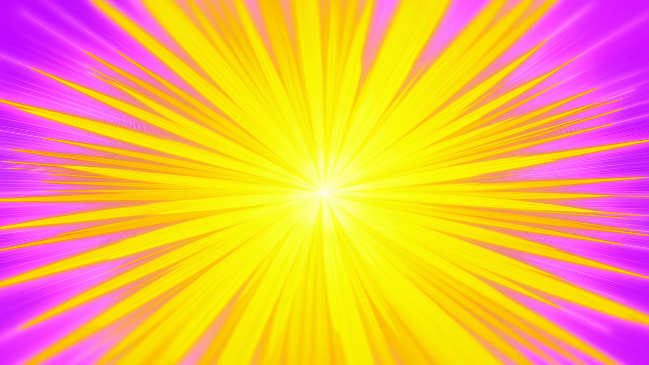 Bright Yellow Sunburst With Magenta Rays, Energetic Psychedelic Burst Background Evoking Retro Pop Vibe,