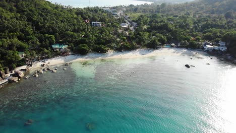 wonderful view over choeng moe beach in koh samui, thailand, with a drone