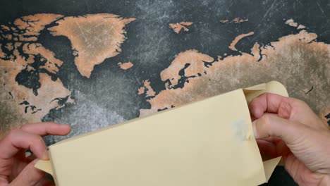 explore the unboxing of the latest action camera with packaging set on a detailed world map background, showcasing global adventure possibilities.