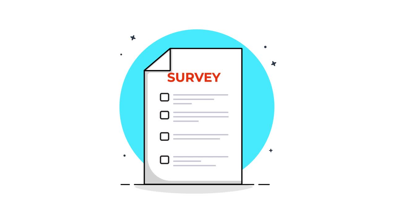 Animated Survey Form with Checklist and Pencil Filling Out