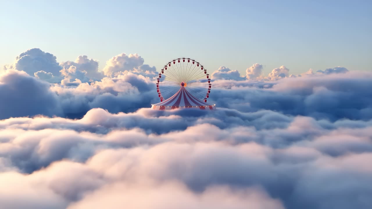 Ferris Wheel and Circus Tent Floating Above the Clouds
