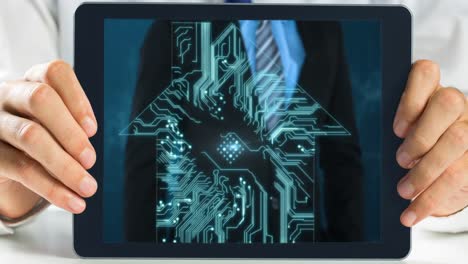 digital tablet showing businessman