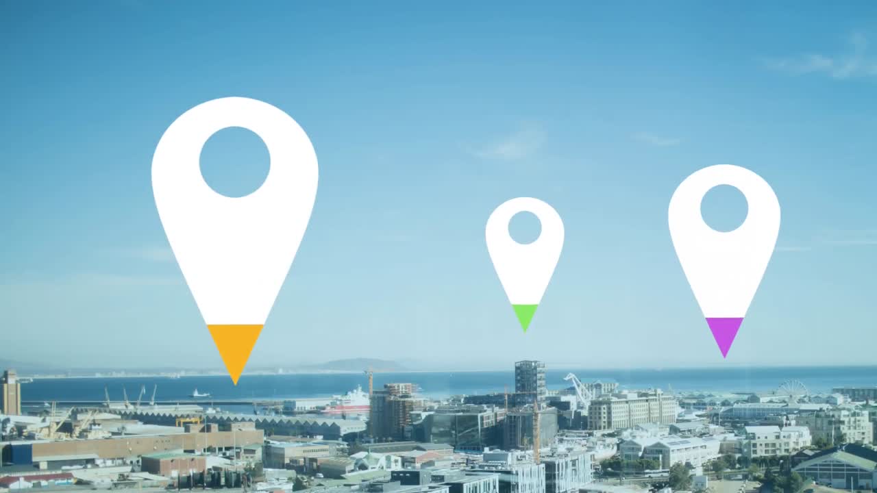 alfileres de ubicación sobre el paisaje