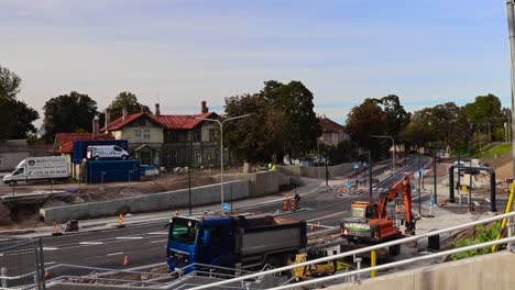 road construction project in a residential area