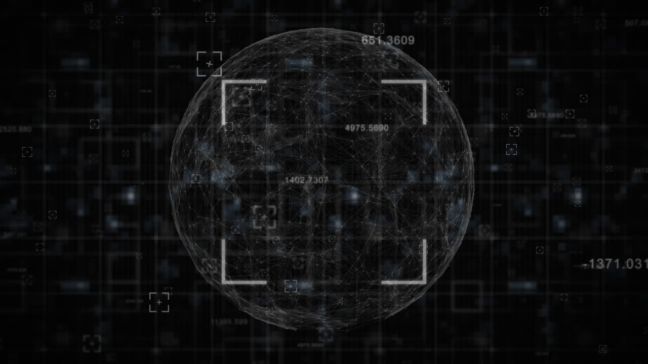 Square scanner scanning globe against black background