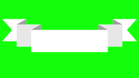 animated white ribbon banner on green screen chroma key. concept with colored ribbon for your text or message