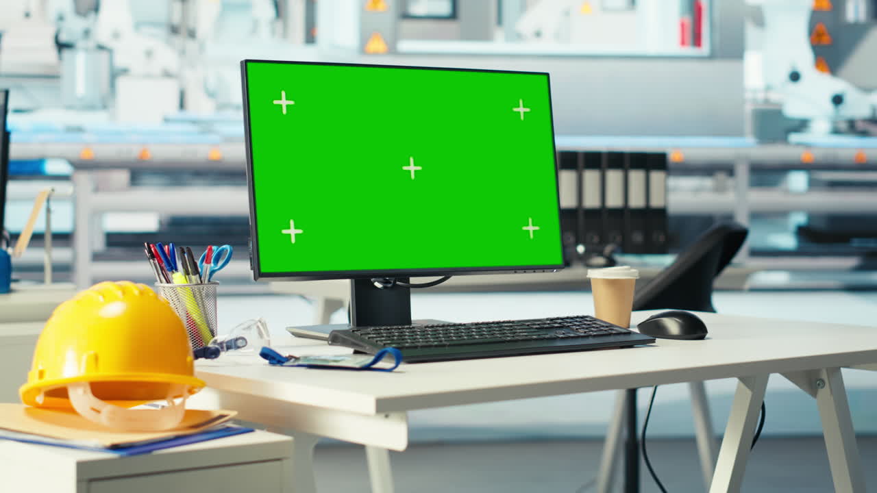 monitor de computadora de pantalla verde utilizado para la investigación de nuevos materiales fotovoltaicos