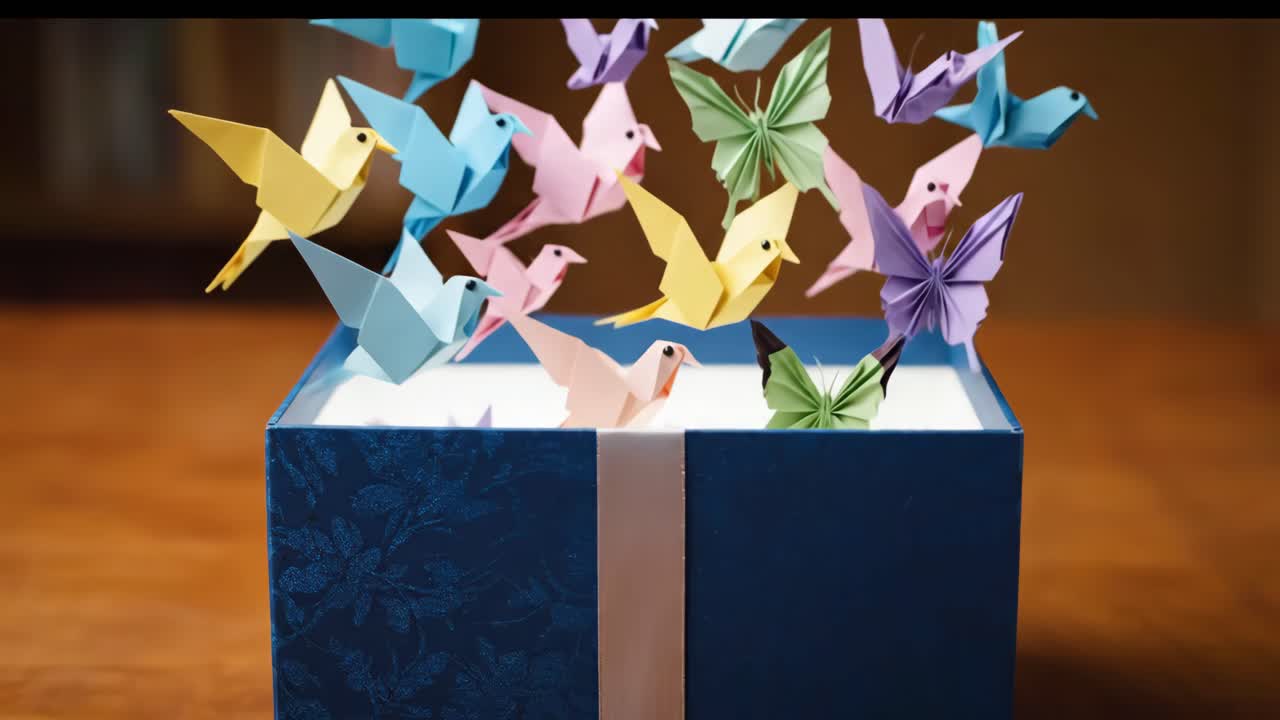 Origami Birds and Butterflies in a Gift Box