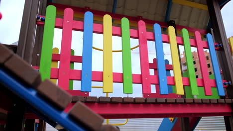 colorful wooden playground fence