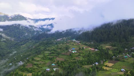 drone shot of a cloudy sainj valley in himachal pradesh near manali, kasol-6