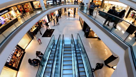 people shopping in a modern multi-level shopping mall