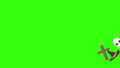 group of halloween graphic elements animation green screen chroma key
