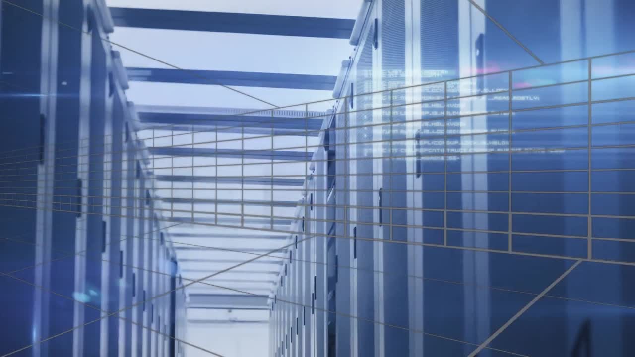 Animation of data processing over server room