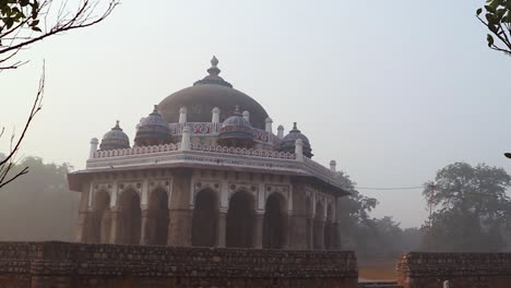 nila gumbad of humayun tomb exterior view at misty morning from unique perspective