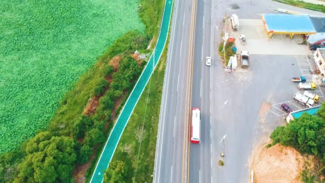 moving vehicles aerial view at naju city, south korea