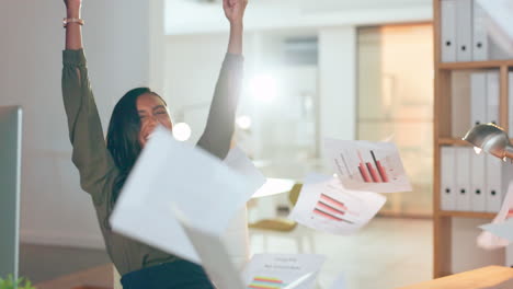 employee, celebration and indian woman throw