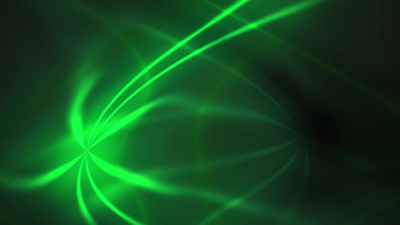 Linee Astratte Verdi Luminose Fluttuanti su Sfondo Scuro