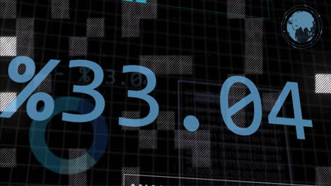 analyzing data animation over percentage and world map graphics